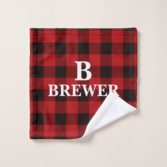 Custom Family Name Red Tartan Wash Cloth (Wash Cloth)