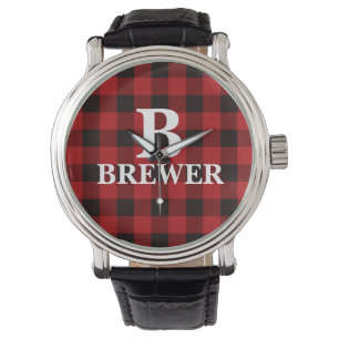 Custom Family Name Red Tartan Watch