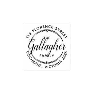 Custom family name return address stamp