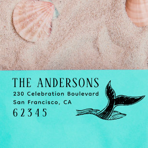 Custom Family Name & Return Address Whale Flukes Self-inking Stamp