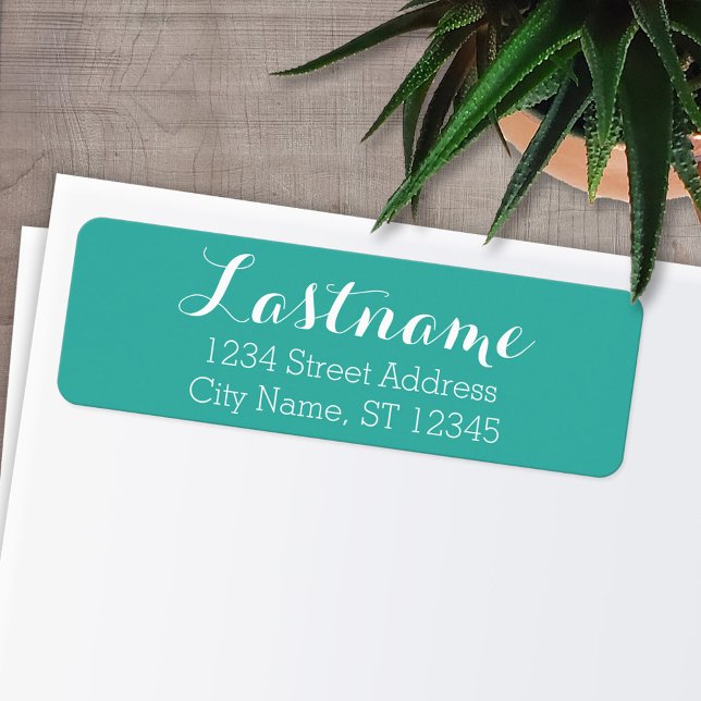 Custom Family Name Return Address Whimsy Aqua (Personalized Return Address Labels)