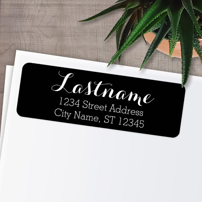 Custom Family Name Return Address - Whimsy Black (Personalized Return Address Labels)
