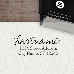 Custom Family Name & Return Address - Written Self-inking Stamp