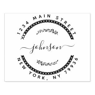 Custom Family Name Round Return Address Large Rubber Stamp