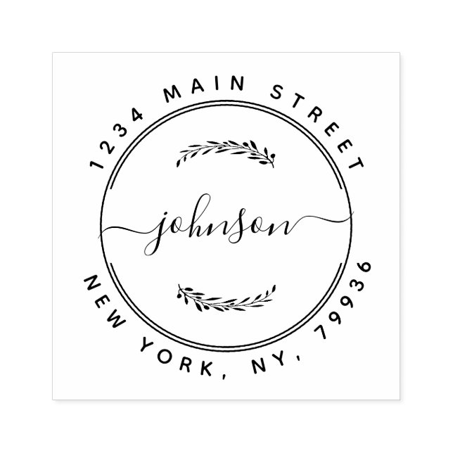 Custom Family Name Round Return Address Rubber Sta Stamp (Imprint)