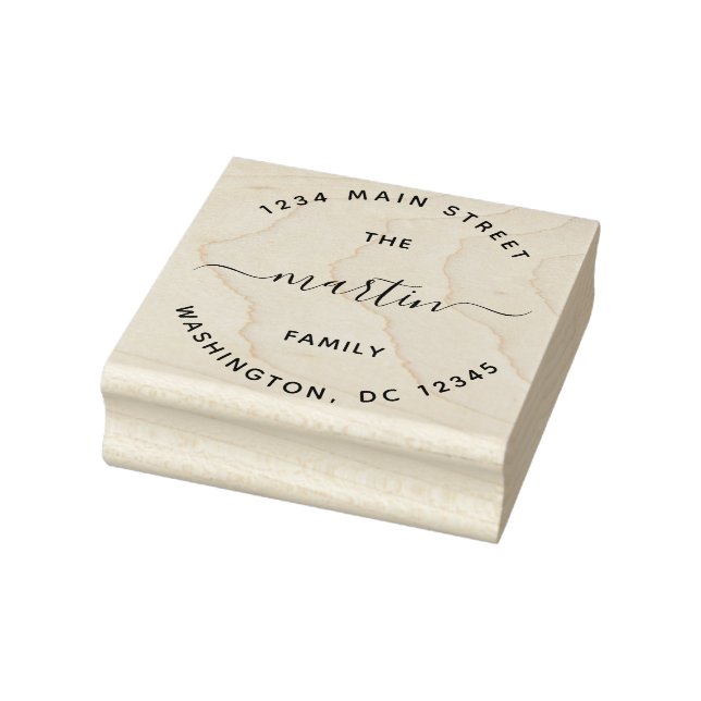 Custom Family Name Round Return Address Rubber Stamp (Stamp)