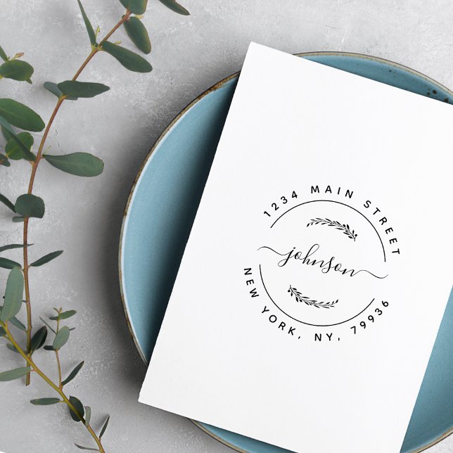 Custom Family Name Round Return Address Rubber Stamp (Creator Uploaded)