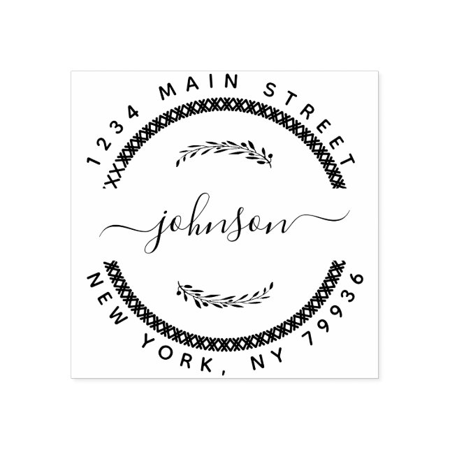 Custom Family Name Round Return Address Rubber Stamp (Imprint)
