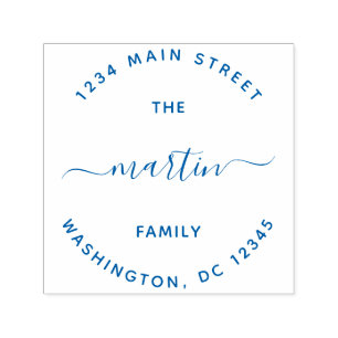 Custom Family Name Round Return Address Self-inking Stamp