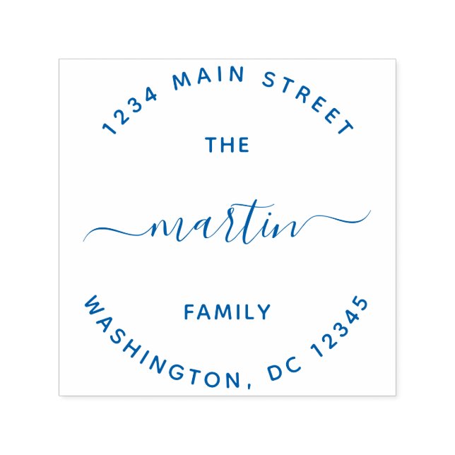 Custom Family Name Round Return Address Self-inking Stamp (Design)