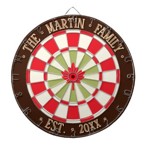 Custom Family Name RUSTIC CANADA Red Maple Leaf Dartboard