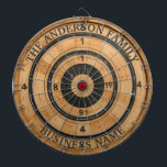Custom Family Name Rustic  Dartboard<br><div class="desc">A dartboard is a popular recreational and competitive game that provides hours of fun for players of all ages and skill levels. Typically made from sisal fibres, cork, or electronic components, dartboards are designed to withstand the impact of darts while offering precise scoring zones. Standard dartboards feature a circular design...</div>