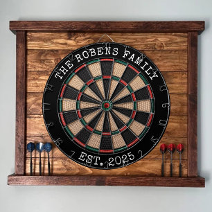 Custom Family Name Rustic Dartboard