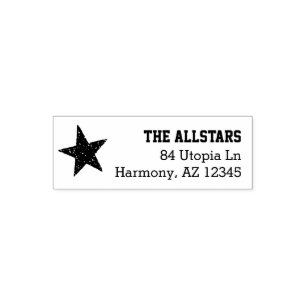 Custom Family Name Rustic Star Return Address Self-inking Stamp