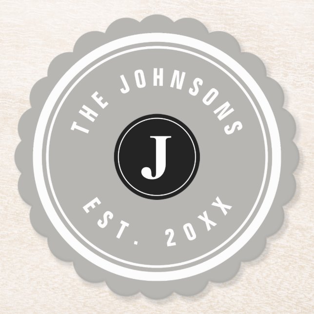 Custom family name scallop edge paper coasters (Front)