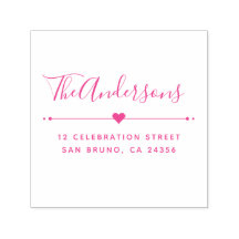 Custom Family Name Script & Return Address Fuchsia