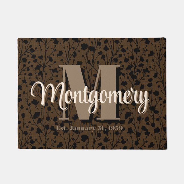 Custom Family Name Sign Newlyweds Gift Idea Moody  Doormat (Front)
