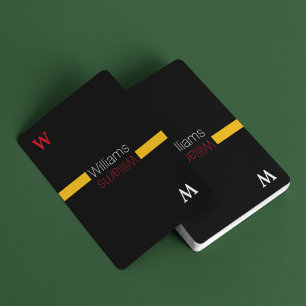 Custom family name - stylish & personalised black playing cards