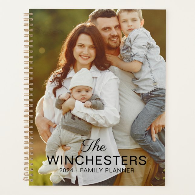 Custom family name text and year two photo planner (Front)