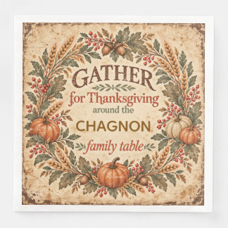 Custom Family Name Thanksgiving Paper NapkinsI Napkin