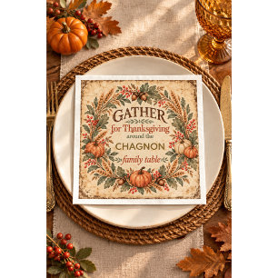 Custom Family Name Thanksgiving Paper NapkinsI Napkin