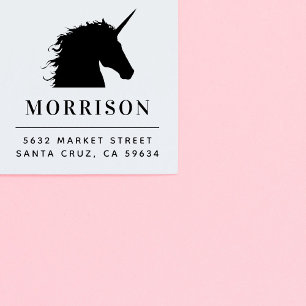 Custom Family Name & Unicorn Return Address Rubber Stamp