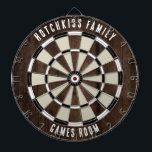 Custom Family Name Unique Dartboard<br><div class="desc">Elevate your game nights with our custom family wood effect dartboard, designed to bring a personal touch to your home. This unique dartboard allows you to proudly display your family name and location, making it not just a game but a cherished family heirloom. Ideal for gatherings, backyard parties, or simply...</div>