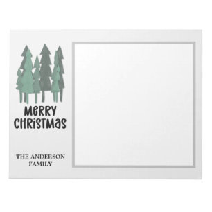 Custom Family Name Watercolor Christmas trees Notepad