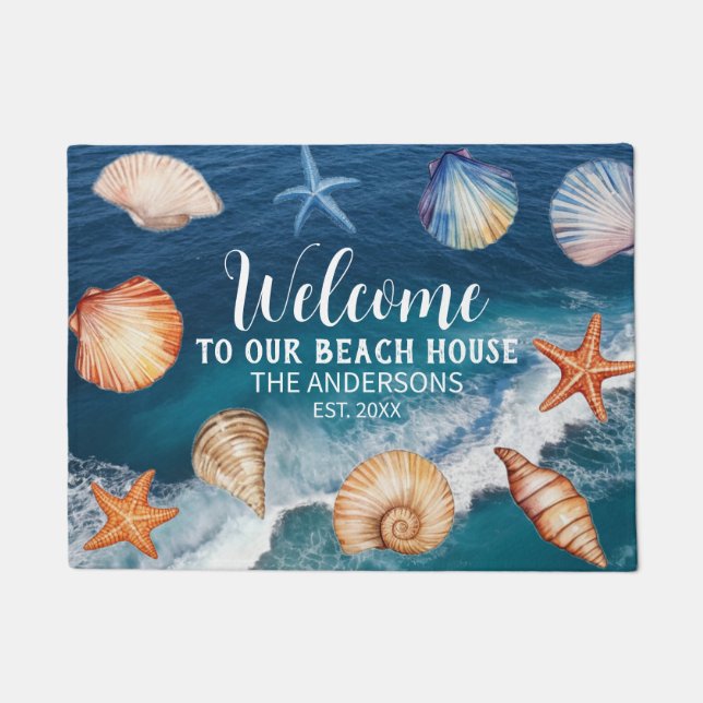 Custom Family Name Welcome to Our Beach House   Do Doormat (Front)