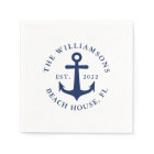 Custom Family Name White Navy Blue Anchor Nautical