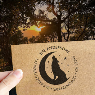 Custom Family Name Wolf Moon Return Address Self-inking Stamp