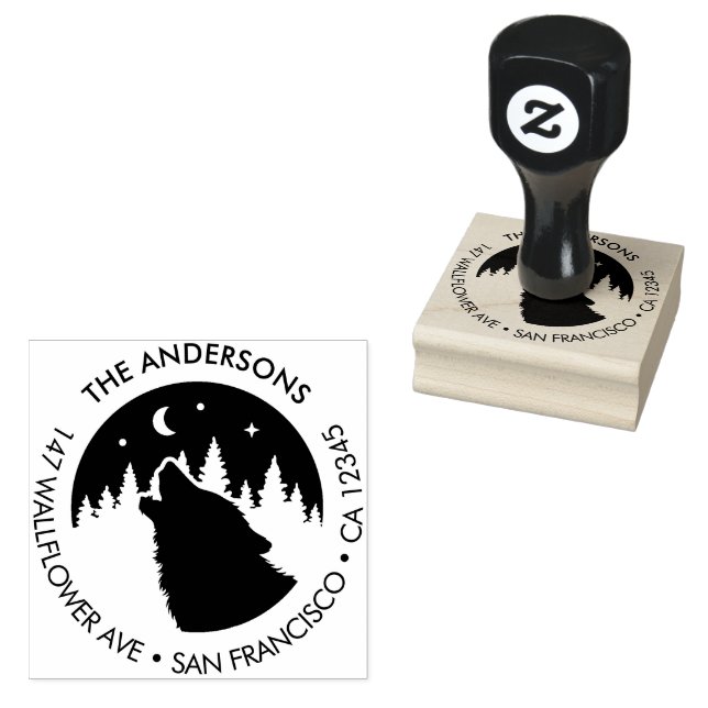 Custom Family Name Wolf Moon Return Wood Art Stamp (Stamped)