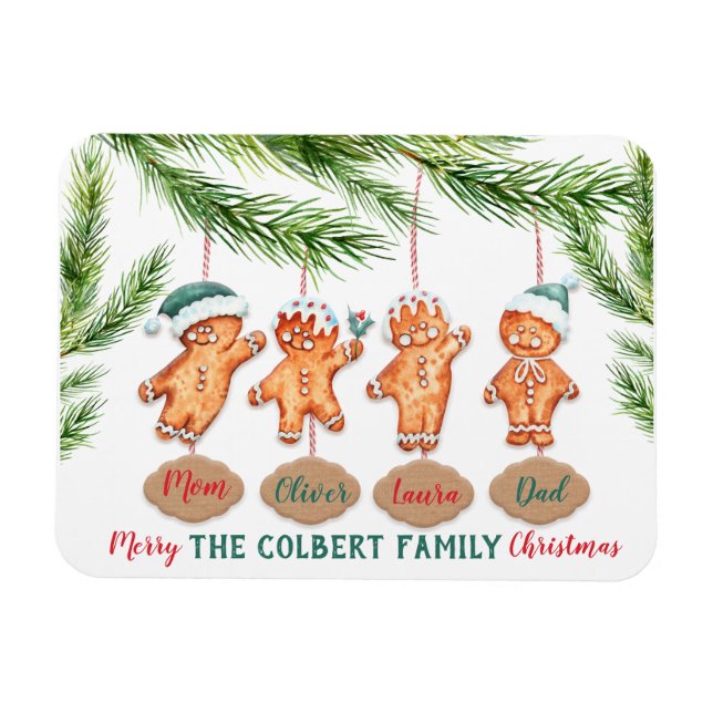 Custom family names Christmas gingerbread art Magnet (Horizontal)