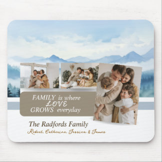 Custom Family Names Family Photo Collage Mouse Mat