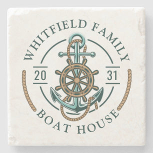 Custom Family Nautical Boat Trip Reunion Vacation  Stone Coaster