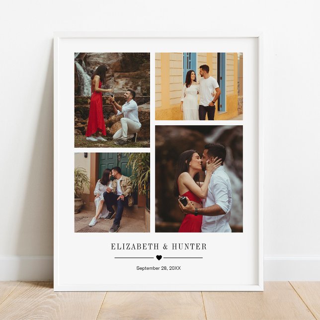 Custom Family or Wedding Couple 4 Photo Collage Poster (Creator Uploaded)