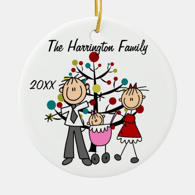Custom Family Parents, Baby Girl Ornament (Front)