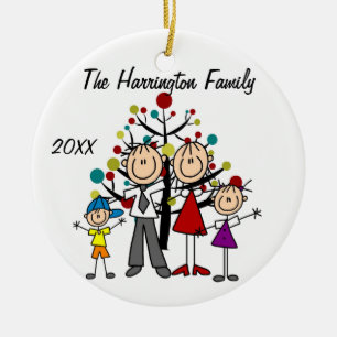 Custom Family Parents, Girl, and Boy  Ornament