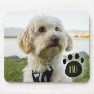 Custom Family Pet Photo   Monogrammed Mouse Mat
