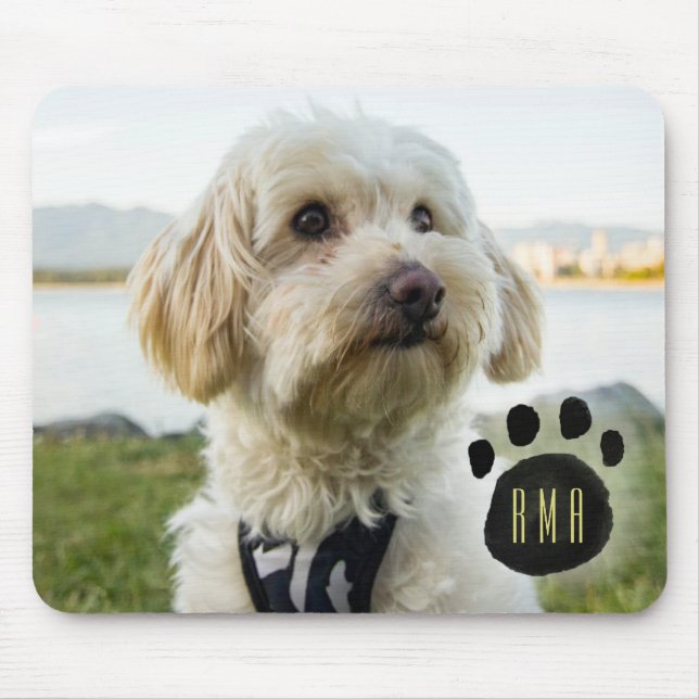 Custom Family Pet Photo | Monogrammed Mouse Mat (Front)