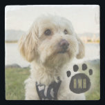 Custom Family Pet Photo | Monogrammed Stone Coaster<br><div class="desc">A custom family pet photo flat stone coaster which features yours or your gift recipients unique monogram. *******If your photo happens to get cut off, use the 'edit this design' or 'customize further' function to add it to the coaster. Place it and resize it to how you think it looks...</div>