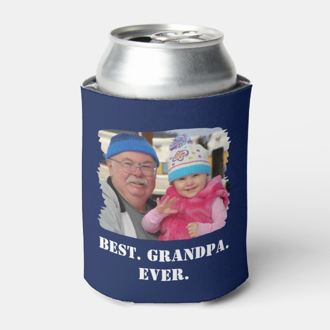 Custom Family Photo Abuelo Nonno Best Grandpa Ever Can Cooler (Can Front)