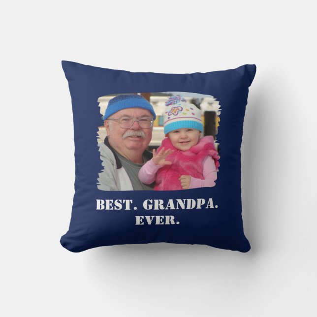 Custom Family Photo Abuelo Nonno Best Grandpa Ever Cushion (Front)