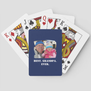 Custom Family Photo Abuelo Nonno Best Grandpa Ever Playing Cards