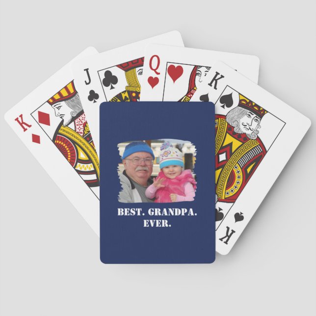Custom Family Photo Abuelo Nonno Best Grandpa Ever Playing Cards (Back)