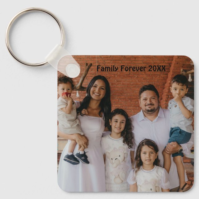 Custom Family Photo Aluminum Circle Keepsake Key Ring (Front)