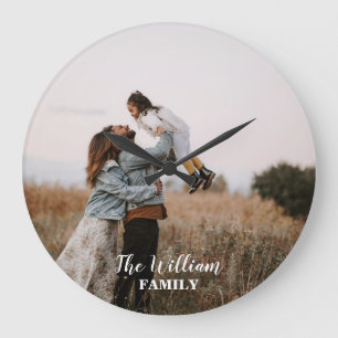 Custom Family Photo and Name Personalised Large Clock