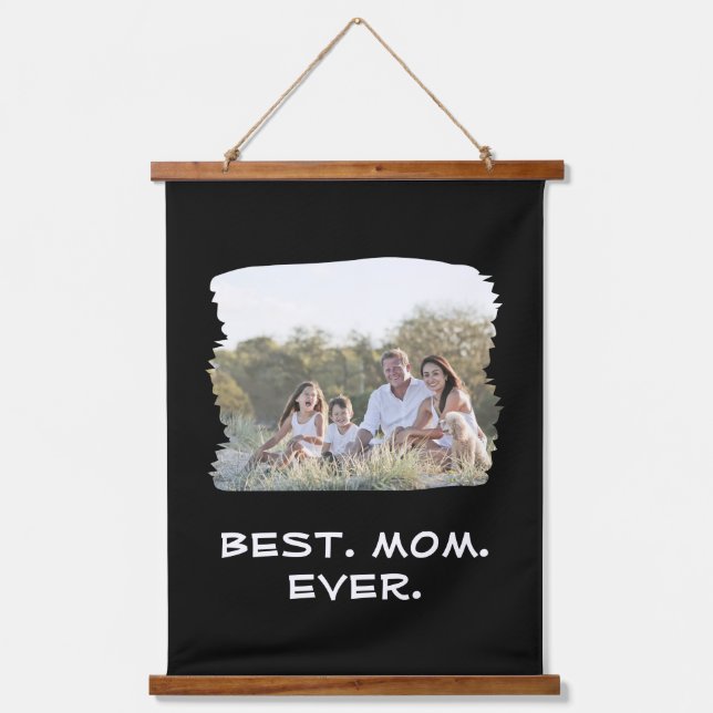Custom Family Photo Best Mum Ever Mother's Day Hanging Tapestry (Front)