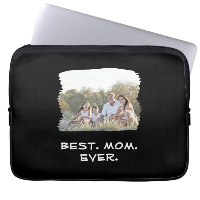Custom Family Photo Best Mum Ever Mother's Day Laptop Sleeve (Front)