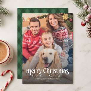 Custom Family Photo Calligraphy Script Christmas Holiday Card